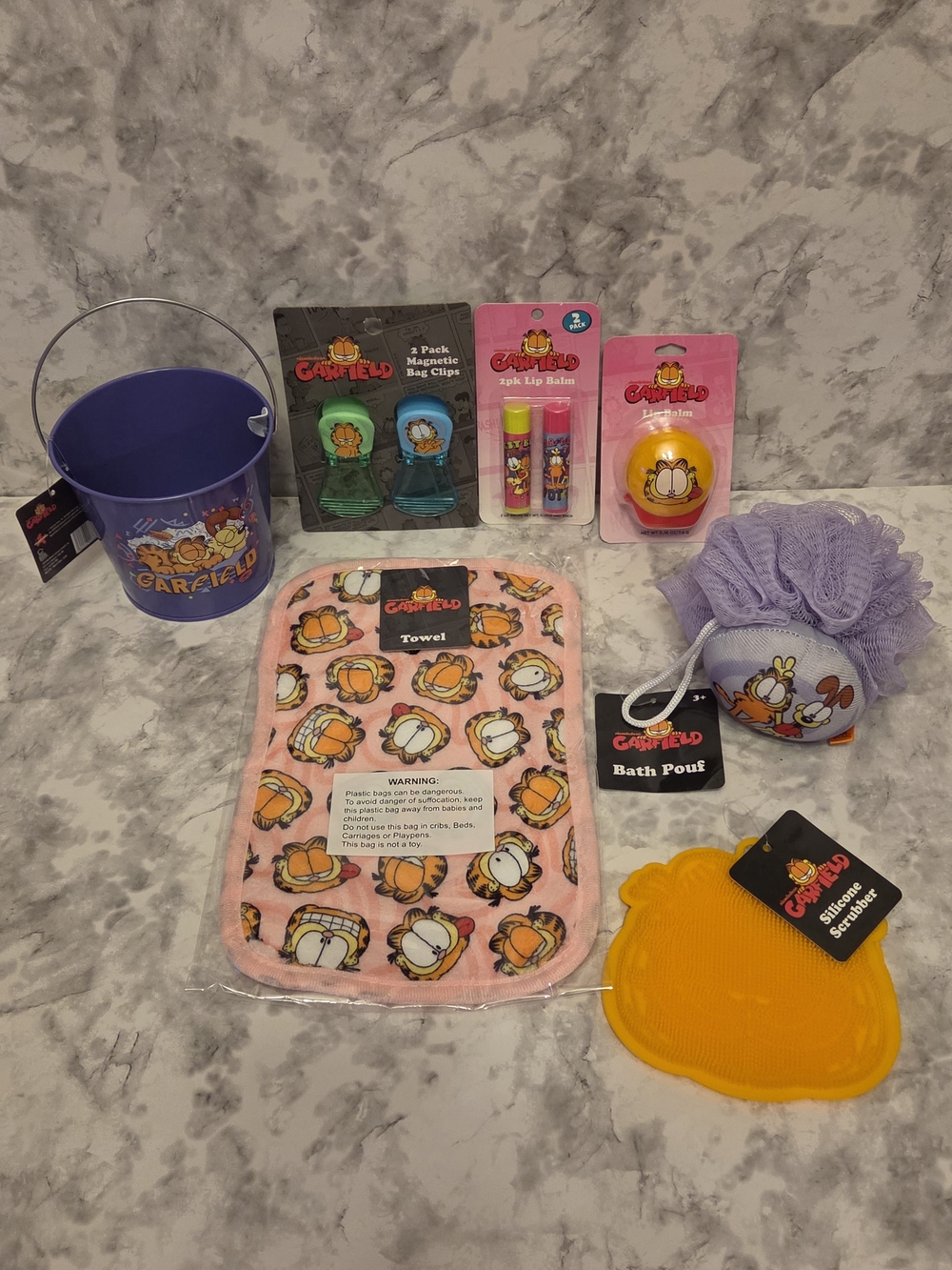 Garfield Bath Set 7 Pieces - Purple & Pink Bath Accessories